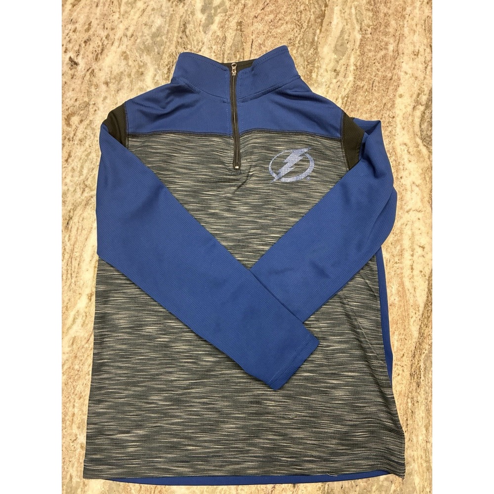 Tampa Bay Lightning Men's Size Large 1/4 Zip Pullover. Gray & Blue Long Sleeve